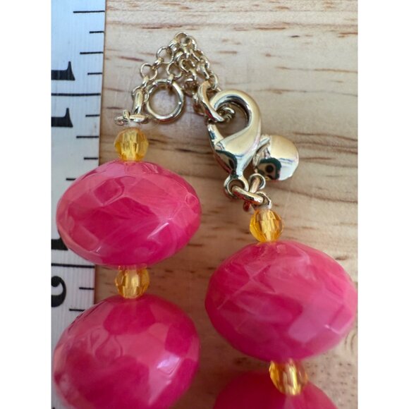 J. Crew Chunky Beaded Pink Statement Necklace With Gold-Tone Accents & Lobster C - Picture 4 of 10